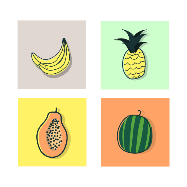 手绘热带水果创意设计图片下载