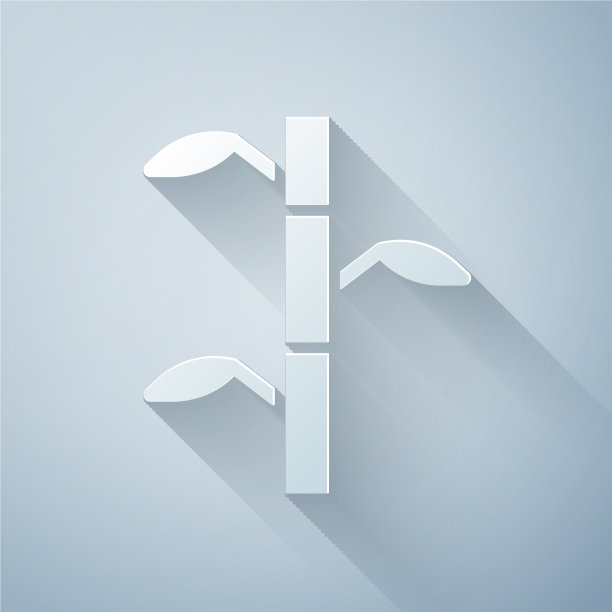 纸剪竹茎与叶图标孤立图片下载