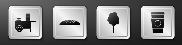 Set fast street food cart面包面包棉花图片下载