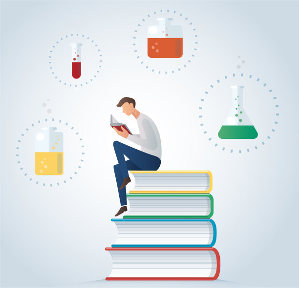 坐在玻璃器皿上看书的人图片下载