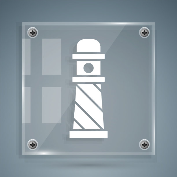 白色灯塔图标孤立在灰色背景图片下载