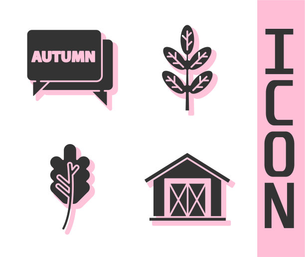 Set farm house speech bubble with text秋天图片下载