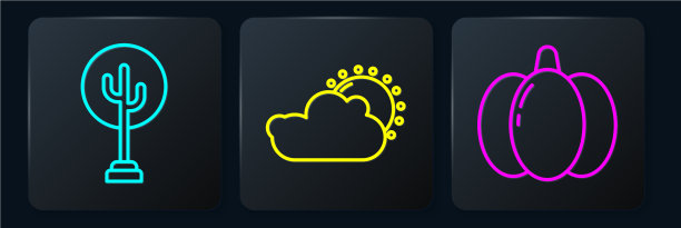 设线树南瓜和太阳和云天气图片下载