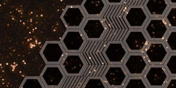 六角形抽象蜂巢闪亮六角形六角形墙三维插图蜂巢图案墙图片下载