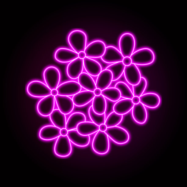 洋甘菊。野花和装饰性的花很相配。矢量插图霓虹灯风格图片下载