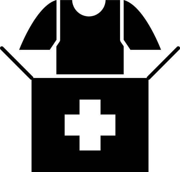 捐赠箱和t恤图标剪影风格图片下载