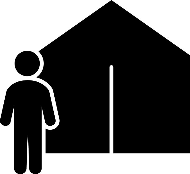 露营帐篷和象形人像剪影图片下载