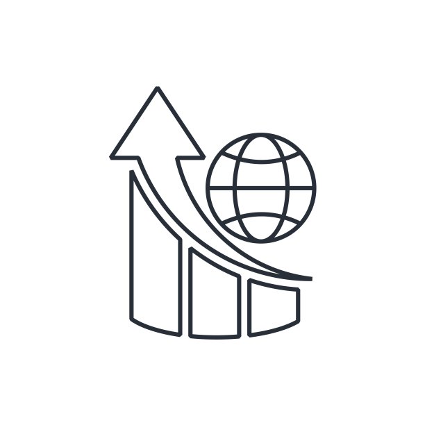 全球增长趋势。矢量线性图标隔离在白色背景上。图片下载