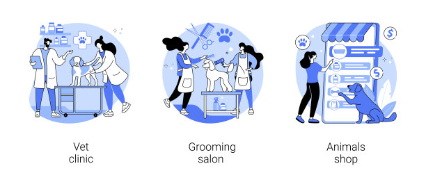 动物服务和护理抽象概念载体插图。图片下载