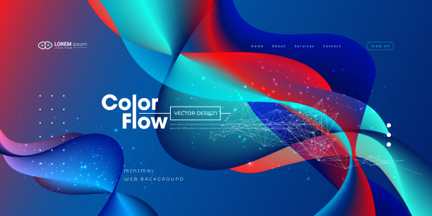 摘要彩色数字均衡器波浪线在深蓝色背景上的技术概念图片下载