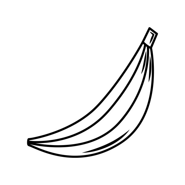 矢量线艺术香蕉图标。卡通风格的孤立水果剪影。水果象形文字为涂色页图片下载