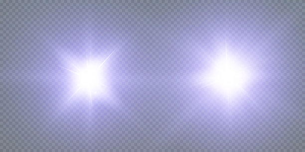 闪烁的霓虹星孤立在黑色背景上图片下载