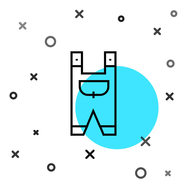 黑线花园工人衣服图标孤立在白色背景。随机动态形状。向量图片下载