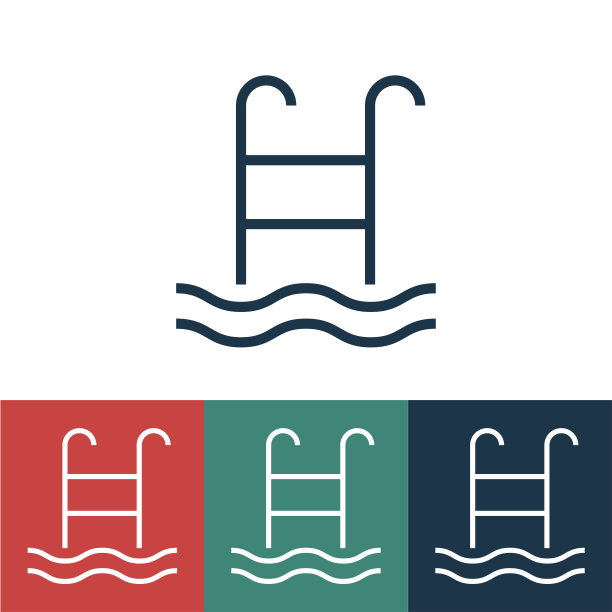 线性矢量图标与楼梯到水图片下载