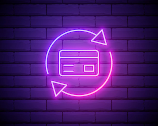 现金返还霓虹灯标识向量。现金返还霓虹招牌，设计模板，现代潮流设计，赌场霓虹招牌，夜光广告，灯光横幅，灯光艺术。矢量图孤立在砖墙上图片下载