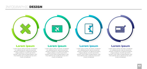 设置划线尺和铅笔，网站模板，开发和用户界面或用户体验设计。业务信息模板。向量图片下载