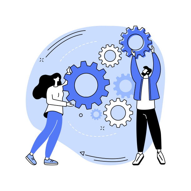 协作抽象概念矢量插图。图片下载