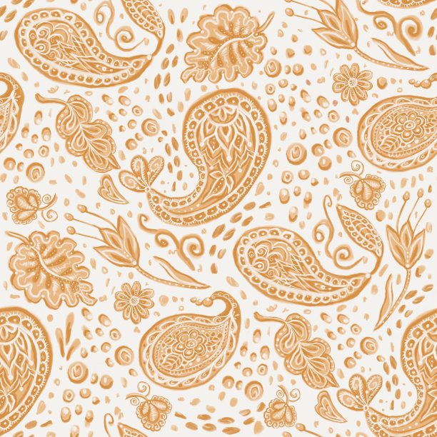 佩斯利装饰。传统印度无缝图案背景。图片下载
