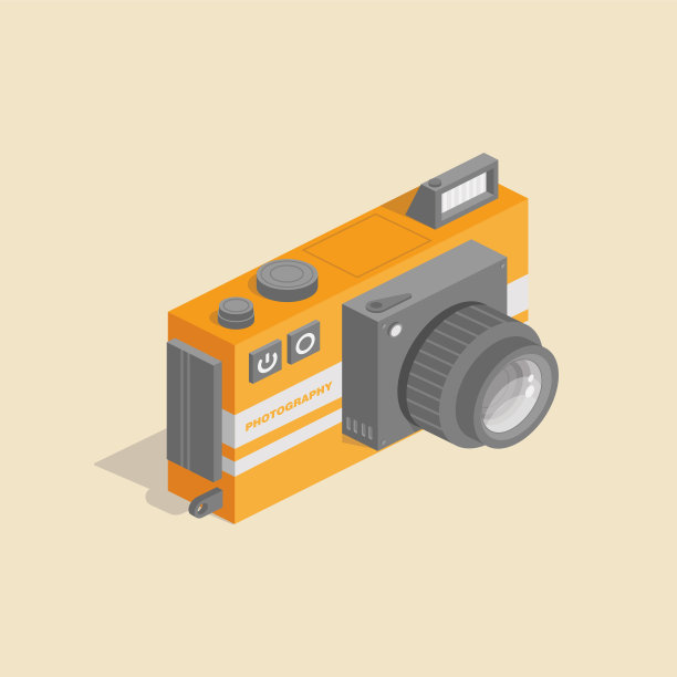 等距投影的旧照相机。应用程序和游戏的插图。图片下载