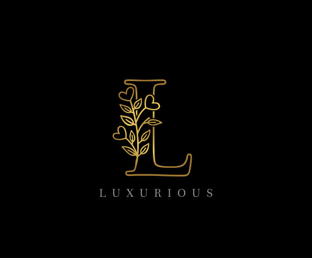 金色浪漫华丽的L字母设计。图片下载