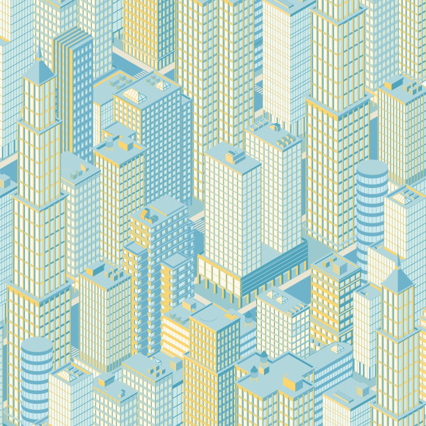 等距的城市天际线。矢量插图。图片下载