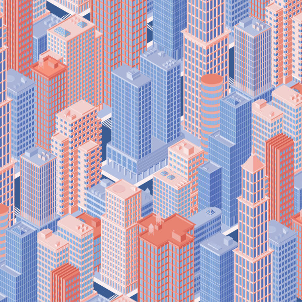 等距的城市天际线。矢量插图。图片下载