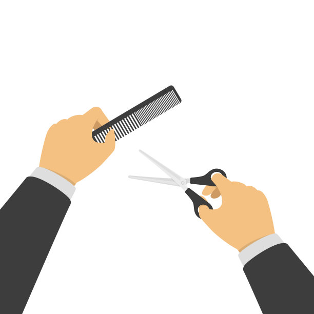 剪刀和梳子在手里。图片下载