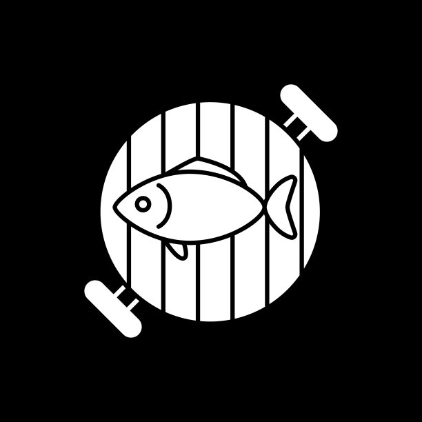 鱼在烧烤格栅黑暗模式字形图标图片下载