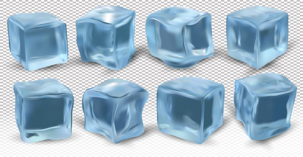 真实的冰块在透明的背景图片下载