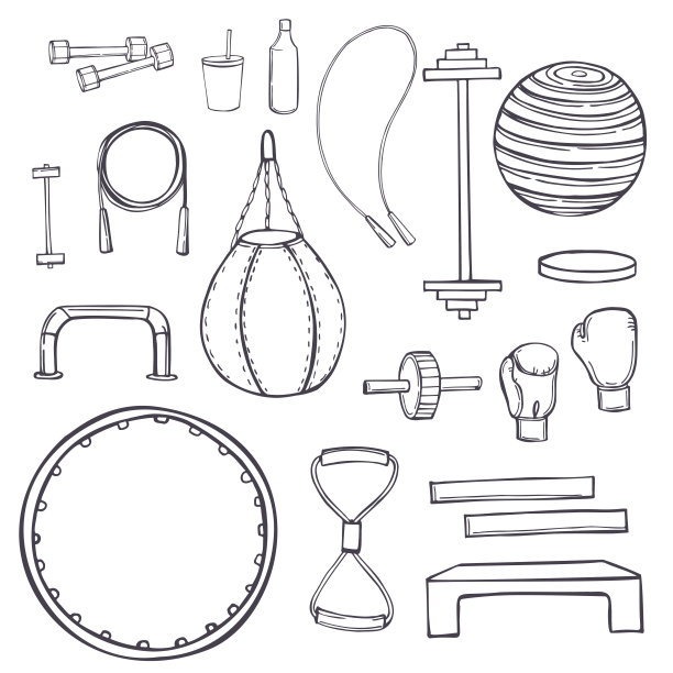 运动和健身用品。示意图说明。图片下载