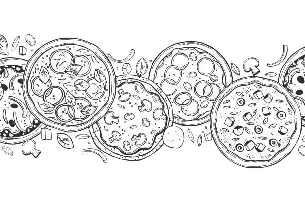 披萨。向量的背景。图片下载