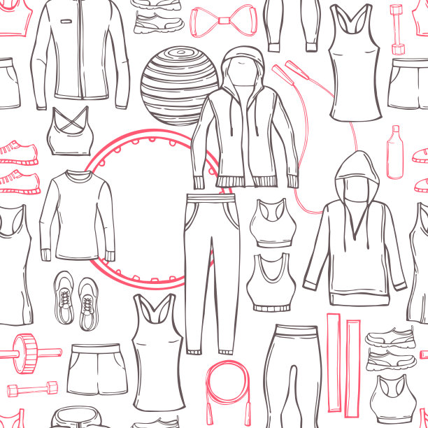 运动和健身的衣服。矢量模式。图片下载
