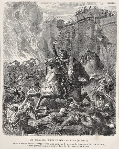 公元885-886年，法国和维京人的历史图片下载