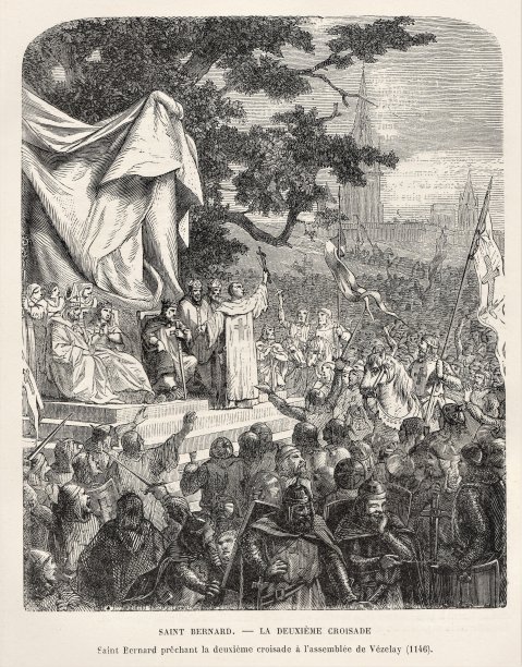 圣伯纳德祝福十字军1145年，法国历史图片下载
