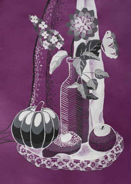 儿童装饰静物与蔬菜和花瓶的鲜花图片下载