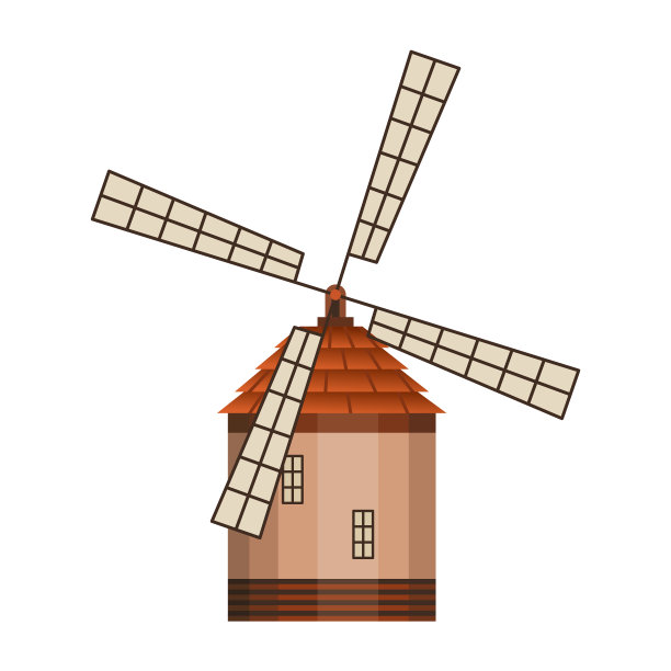 农村传统古老的风车建筑图片下载