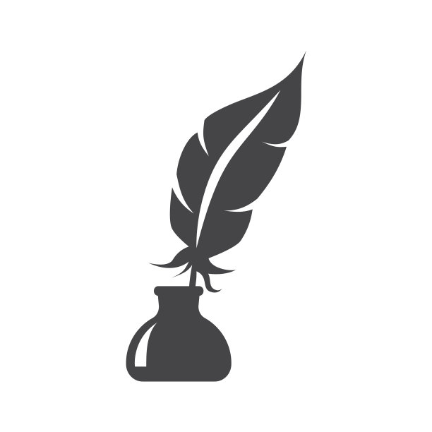 墨水瓶中的鸟羽黑色图标图片下载