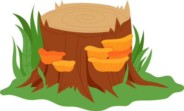 蘑菇生长树桩自然卡通艺术图片下载