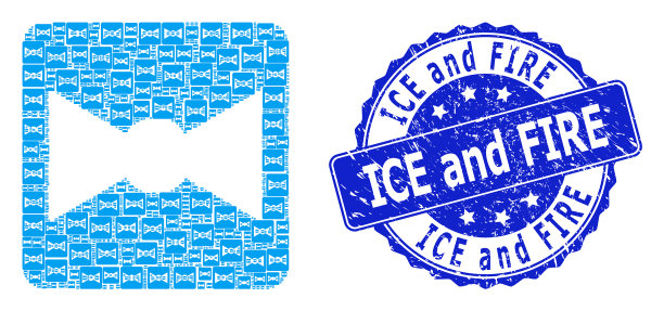 划冰和火圆形印章和分形弓图片下载