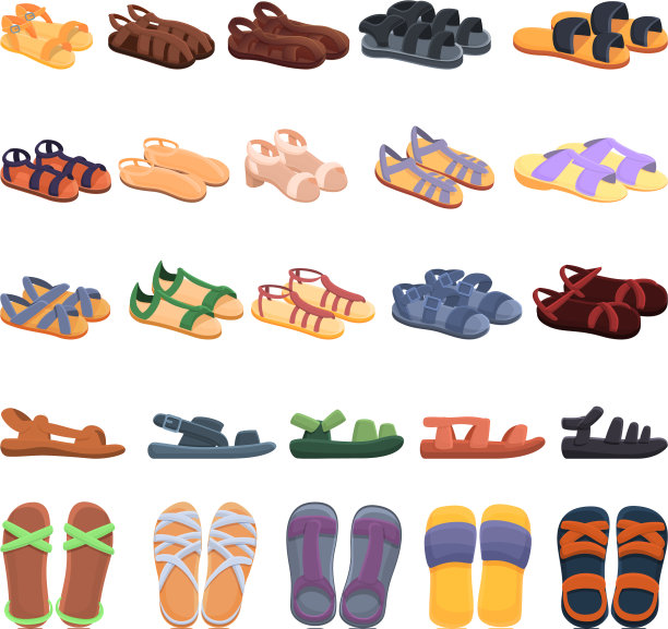 凉鞋图标设置卡通风格图片下载