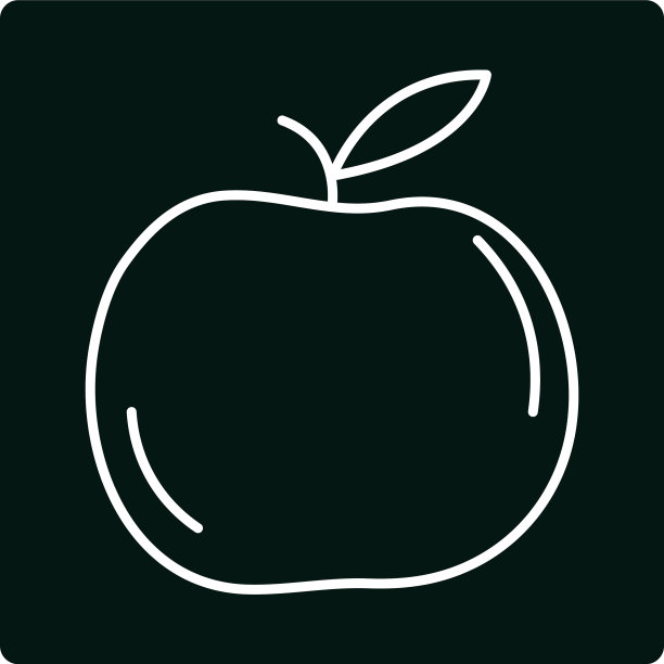 苹果水果新鲜收获食品块和线图标图片下载