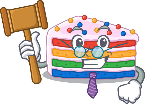 聪明的法官彩虹蛋糕在吉祥物卡通图片下载