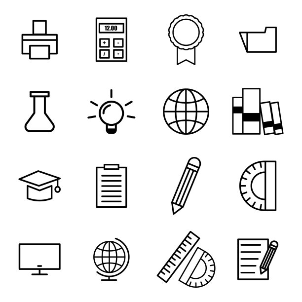 教育设置线条图标设计模板图片下载