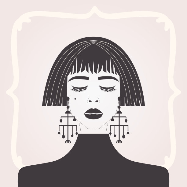 抽象的黑色剪影美丽的年轻女士图片下载