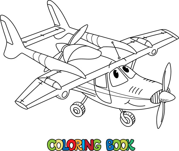 有趣的轻型飞机用眼睛涂色书图片下载