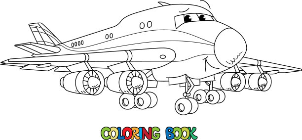 有趣的货机与眼睛着色书图片下载