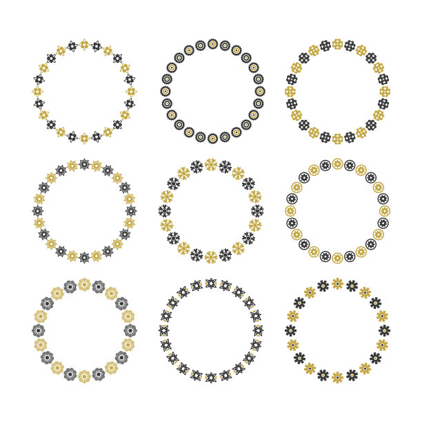 黑色和金色空圈花标志图片下载