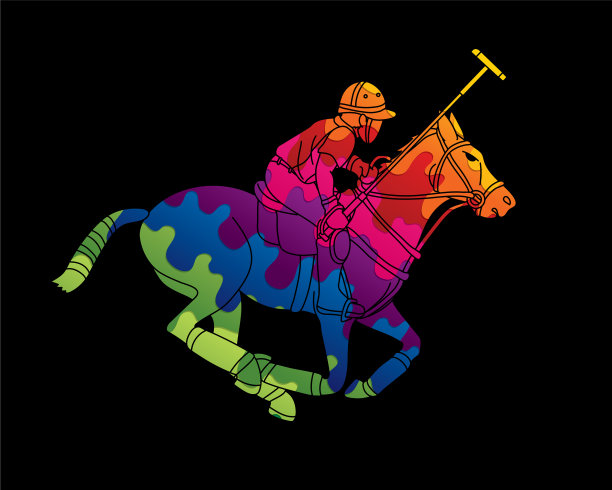 马球马运动员动作运动卡通图形图片下载