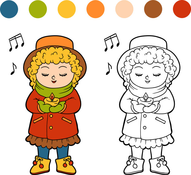为孩子们的涂色书女孩唱歌图片下载