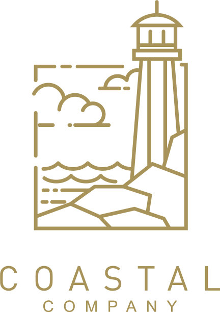 海岸海滩与灯塔标志设计图片下载